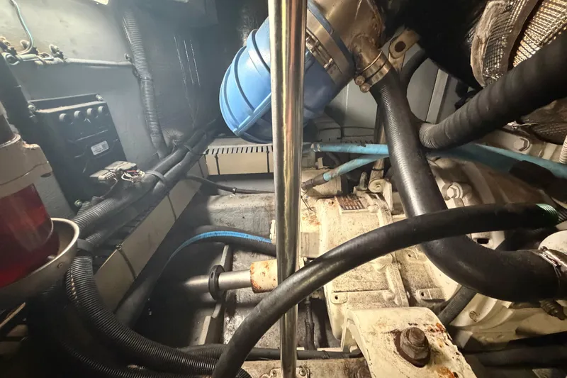  Yacht Photos Pics Engine room of 2002 Sea Ray 480 Motor Yacht with visible hoses and components.