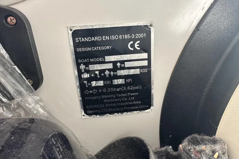  Yacht Photos Pics 2024 Galeon 500 Fly compliance plate with specifications and manufacturer details.