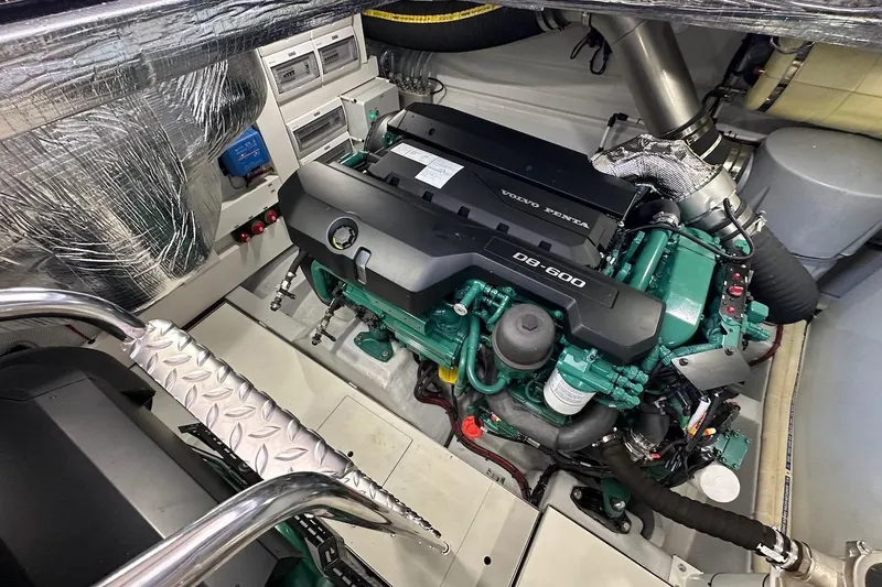  Yacht Photos Pics Engine room of 2024 Galeon 500 Fly yacht with Volvo Penta D6-600 engine.