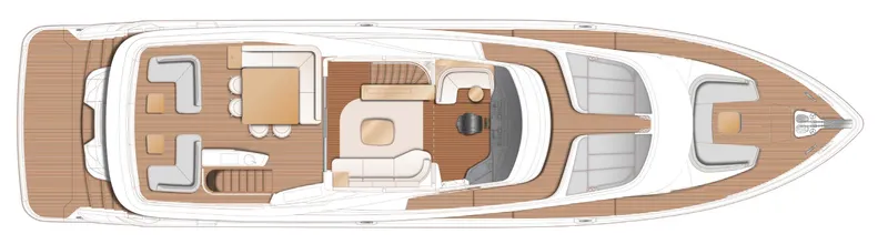  Yacht Photos Pics Top view layout of 2024 Princess X80 yacht, showcasing spacious deck and seating areas.