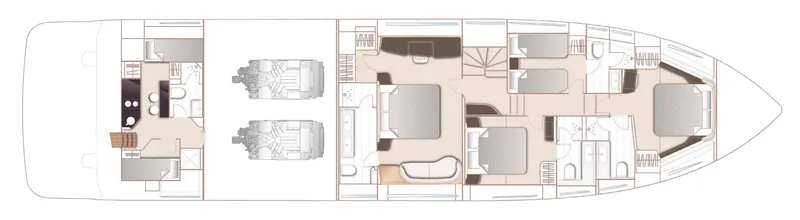  Yacht Photos Pics Floor plan of 2024 Princess X80 yacht, showcasing interior layout and engine placement.