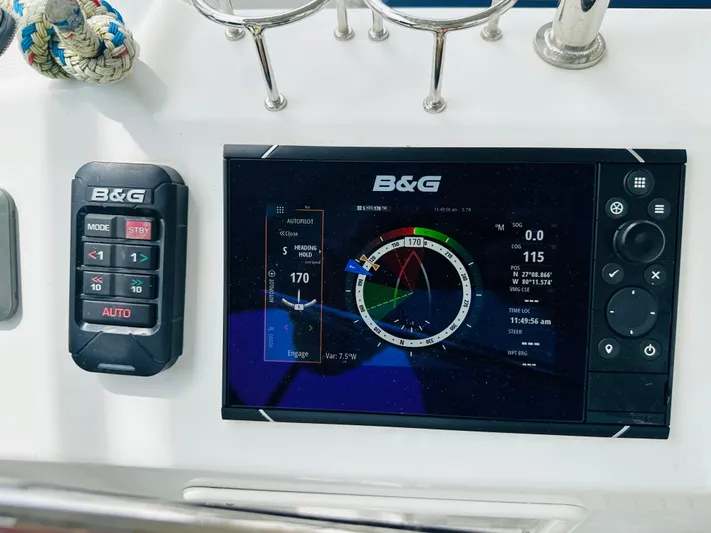 “imagine That” Yacht Photos Pics B&G navigation system on 2015 Beneteau Oceanis 45 yacht dashboard.