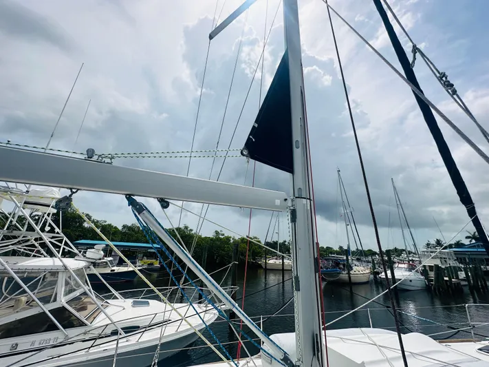 “imagine That” Yacht Photos Pics Beneteau Oceanis 45 sailboat docked at marina, cloudy sky, 2015 model.