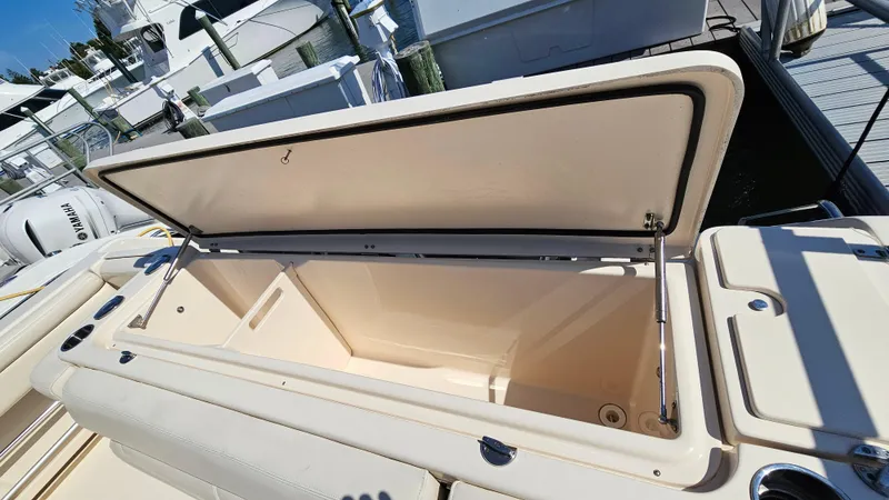  Yacht Photos Pics Open storage compartment on a 2016 Grady-White Express 330 boat.