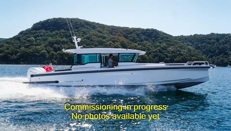  Yacht Photos Pics 2024 Axopar 37XC CROSS CABIN cruising on water, commissioning in progress.
