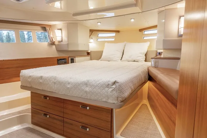  Yacht Photos Pics Luxurious cabin interior of 2025 Ranger Tugs 43 Command Bridge yacht.
