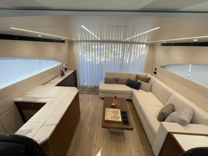 Blade Yacht Photos Pics Luxurious interior of a 2007 Pantera 80 GT yacht with elegant seating and modern decor.