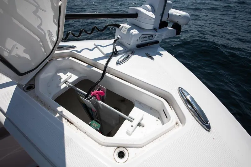  Yacht Photos Pics Open hatch on 2023 Invincible 36 Open boat with Minn Kota equipment.