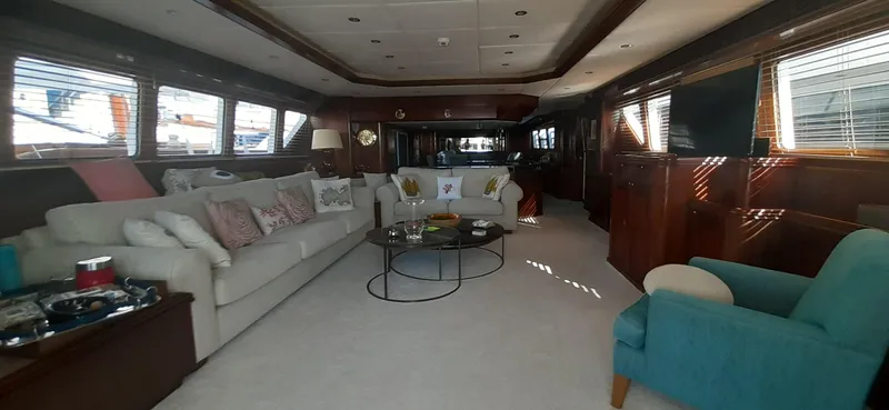 An Yacht Photos Pics Luxurious interior of a 1997 Vitters Motoryacht with elegant seating and decor.