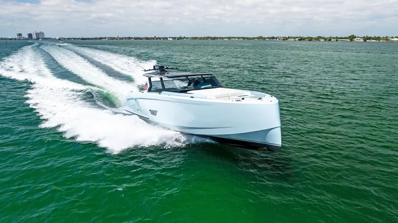 Shaloha Yacht Photos Pics 2022 Vanquish Yachts VQ58 cruising on open water.