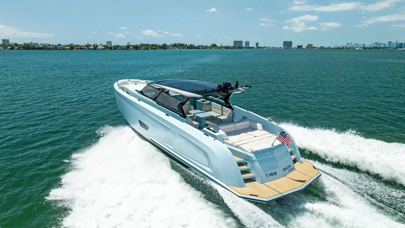 Shaloha Yacht Photos Pics 2022 Vanquish Yachts VQ58 cruising on open water.