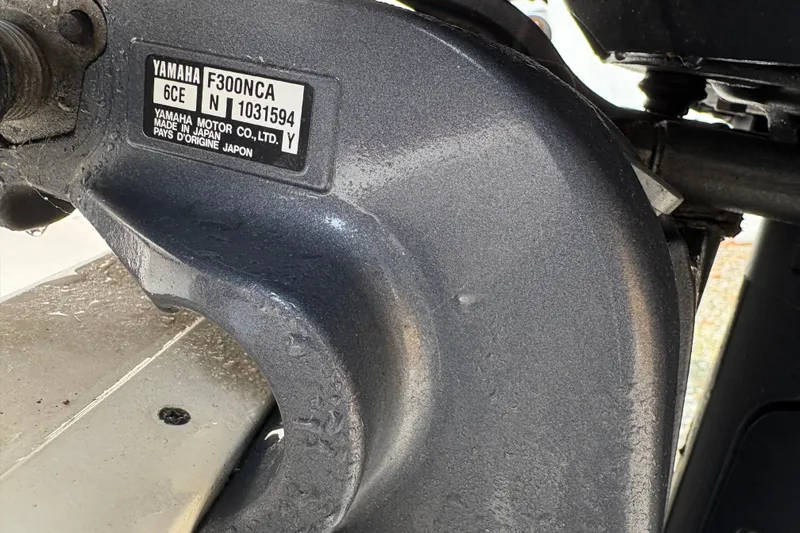  Yacht Photos Pics Close-up of Yamaha F300NCA engine on 2017 Grady-White Freedom 307 boat.