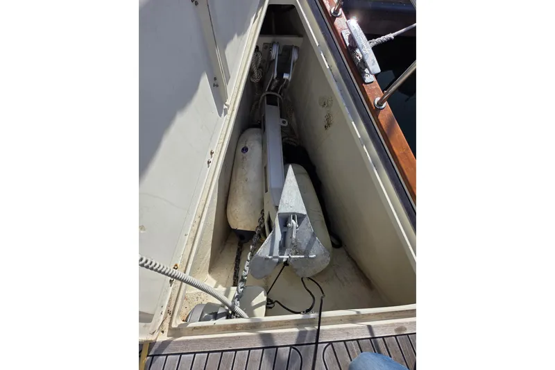 Blue Star Yacht Photos Pics Anchor compartment of 2018 Tofinou 12 sailboat, featuring anchor and chain storage.
