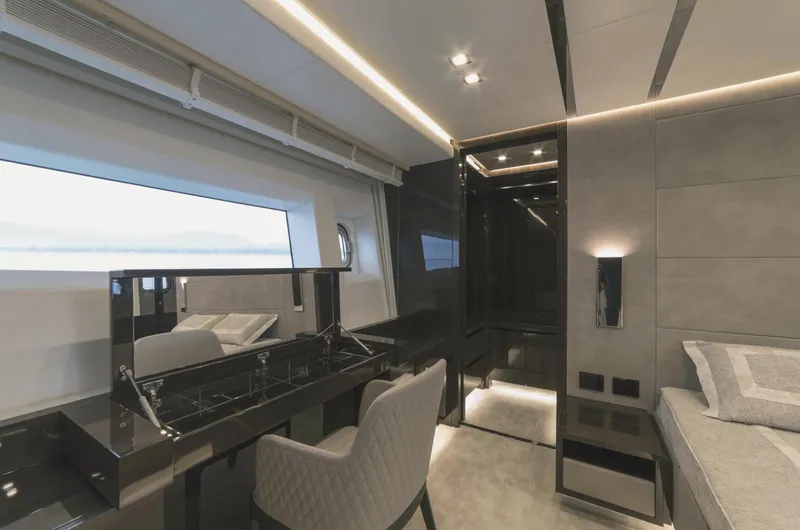  Yacht Photos Pics Luxurious interior of 2025 AB 80 yacht with modern furnishings and elegant design.