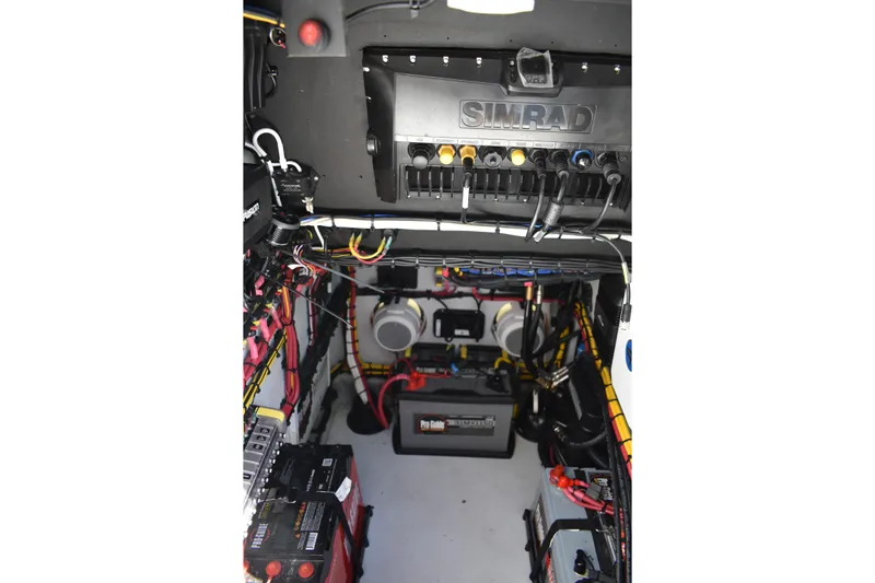  Yacht Photos Pics 2025 Latitude Tournament Boats 25 electrical system with Simrad equipment and battery setup.