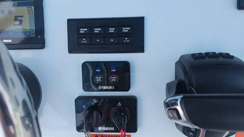  Yacht Photos Pics Control panel of 2023 Sea Hunt Ultra 305 SE boat with Yamaha systems.