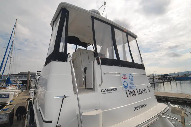 The Loon Yacht Photos Pics 2004 Carver 366 Motoryacht "The Loon" docked, for sale in Bellingham marina.