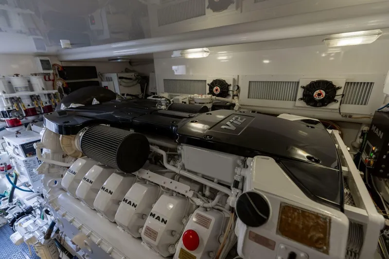 Up To It Yacht Photos Pics 2015 Viking 52 Sport Tower- UP TO IT- Engine Room