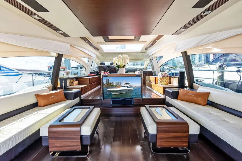  Yacht Photos Pics Luxurious interior of 2014 Azimut 72S yacht with elegant seating and modern decor.