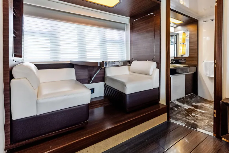  Yacht Photos Pics Luxurious interior of 2014 Azimut 72S yacht with modern seating and elegant design.