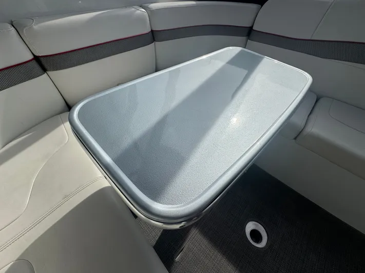 Anything For Me Too Yacht Photos Pics Interior of 2014 Formula 37 Performance Cruiser with table and seating area.