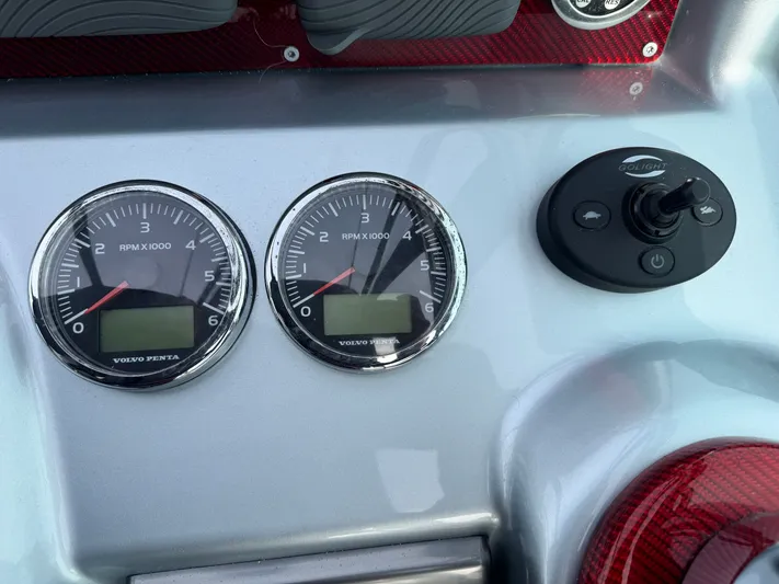 Anything For Me Too Yacht Photos Pics Dashboard of a 2014 Formula 37 Performance Cruiser with Volvo Penta gauges.