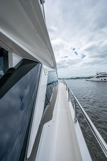 Time Chaser Yacht Photos Pics Side view of 2021 Ferretti Yachts 500 on a cloudy day.