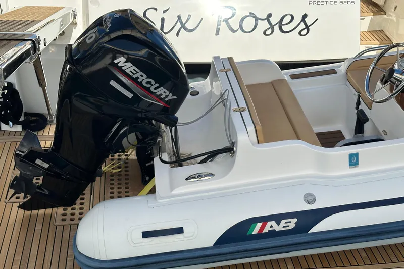  Yacht Photos Pics Prestige 620S 2016 yacht with Mercury outboard motor and AB inflatable boat.