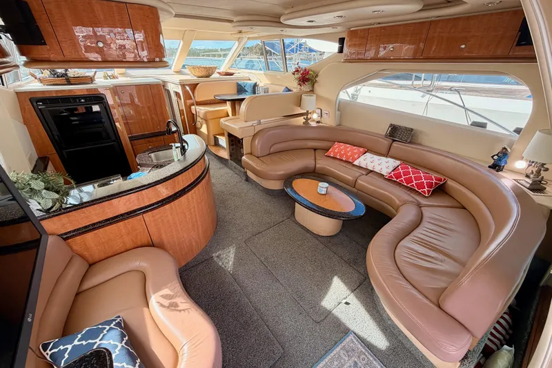 Spirit Of St Louis Yacht Photos Pics Luxurious interior of 2001 Maxum 4600 SCB yacht with elegant seating and modern amenities.