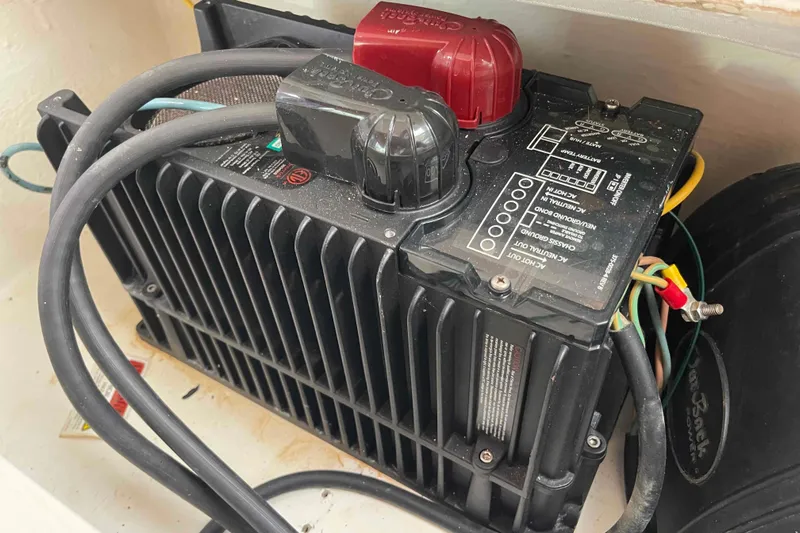 Endless Summer Yacht Photos Pics Electrical component with cables in a 2008 Admiral 40 Executive boat.