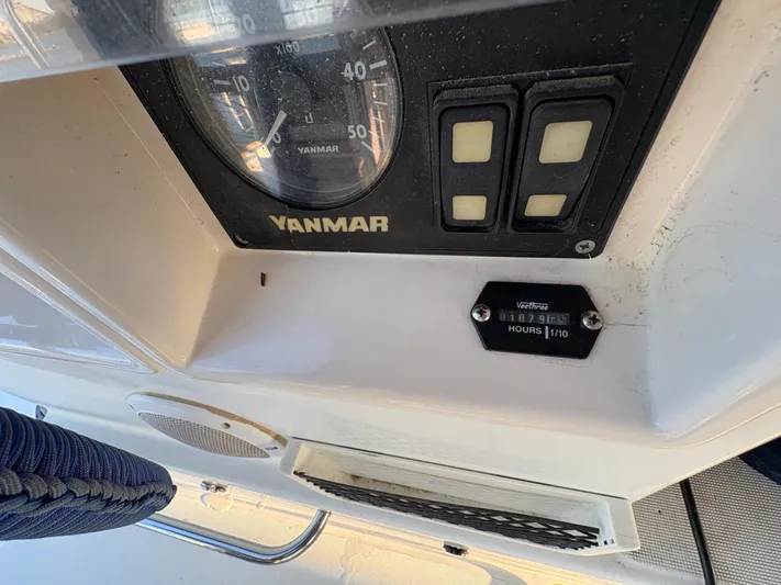 Chasing Summer Yacht Photos Pics Control panel of a 2012 Lagoon 400 catamaran with Yanmar engine gauges.