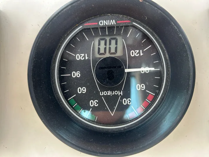 Seclusion Yacht Photos Pics Analog wind gauge on 1988 Ocean Yachts 55 Super Sport boat.
