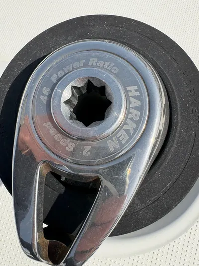 Brown Sugar Yacht Photos Pics Harken winch on 2005 Beneteau First 47.7 sailboat deck.