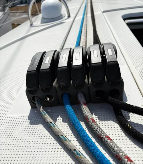 Brown Sugar Yacht Photos Pics Rope clutches on a 2005 Beneteau First 47.7 sailboat deck.