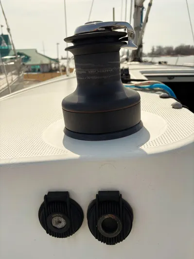 Brown Sugar Yacht Photos Pics Winch and outlets on 2005 Beneteau First 47.7 sailboat deck.