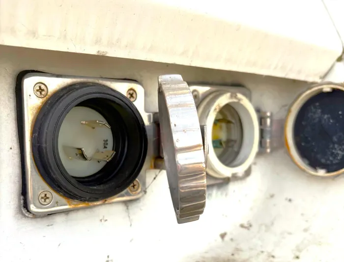 Brown Sugar Yacht Photos Pics Electrical outlet on a 2005 Beneteau First 47.7 sailboat.