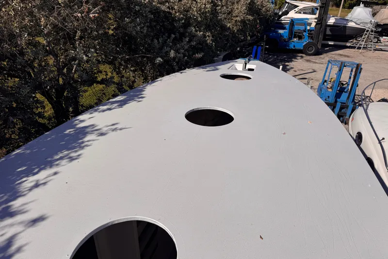  Yacht Photos Pics Top view of a 2025 Don Smith Custom 55' boat under construction.