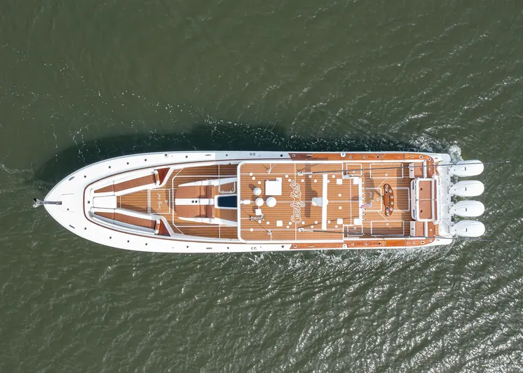  Yacht Photos Pics Aerial view of 2020 HCB Suenos yacht on open water.