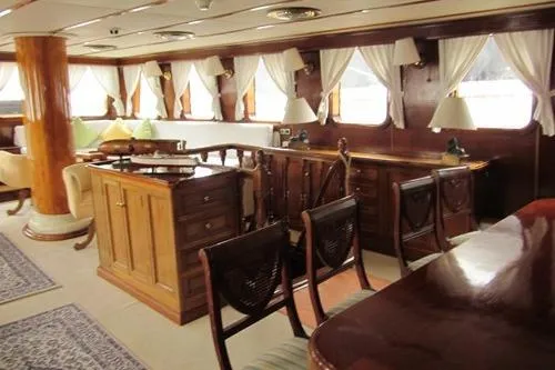  Yacht Photos Pics Luxurious 1962 Custom Southern yacht interior with elegant wood furnishings and classic decor.