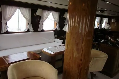  Yacht Photos Pics Luxurious 1962 Custom Southern yacht interior with elegant seating and wooden accents.