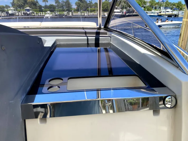  Yacht Photos Pics Azimut Atlantis Verve Outboard 2014 boat interior with sleek, modern design and chrome accents.