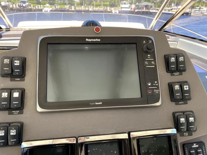  Yacht Photos Pics Control panel of 2014 Azimut Atlantis Verve Outboard with Raymarine display.