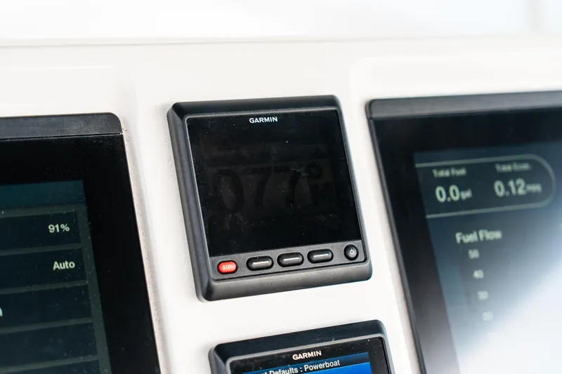  Yacht Photos Pics Garmin display on 2020 Intrepid 407 Cuddy boat dashboard.