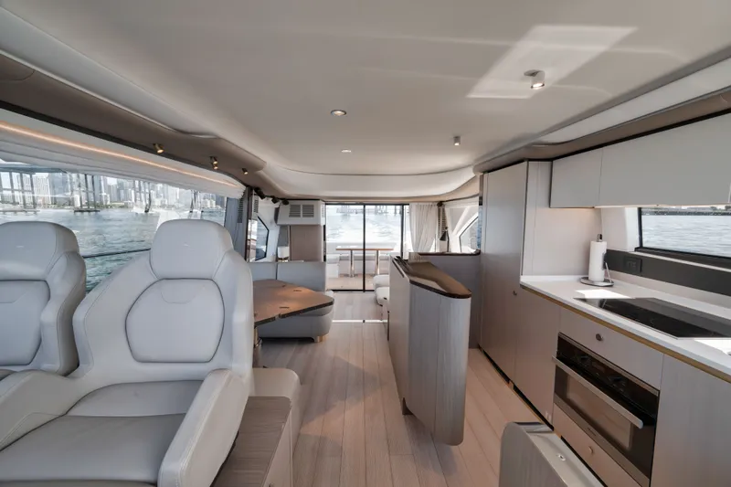  Yacht Photos Pics Interior of 2022 Azimut Flybridge yacht with modern design.