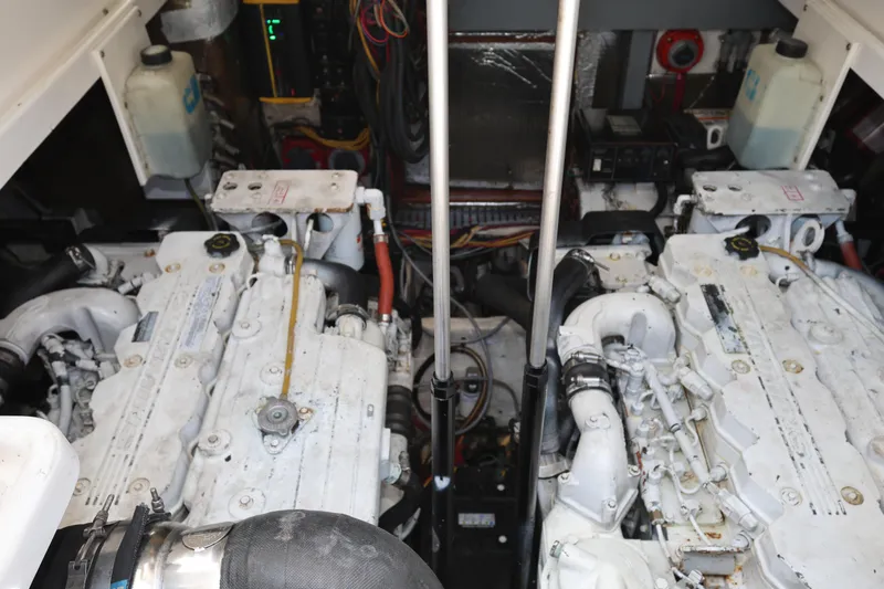 Geranomo Yacht Photos Pics Engine room of a 2007 Luhrs 32 Open boat with twin engines.