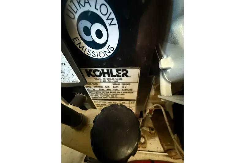  Yacht Photos Pics Kohler engine label on 2009 Sea Ray 350 Sundancer, featuring ultra-low emissions.