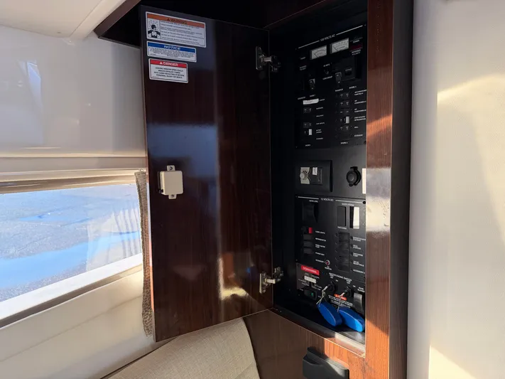  Yacht Photos Pics Electrical control panel on a 2019 Sea Ray 320 Sundancer yacht.