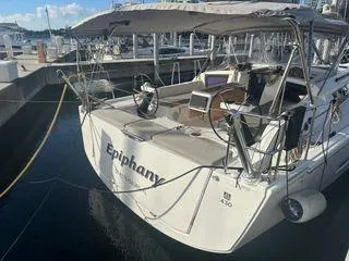 Epiphany Yacht Photos Pics 2022 Dufour 430 sailboat docked at marina, named "Epiphany."