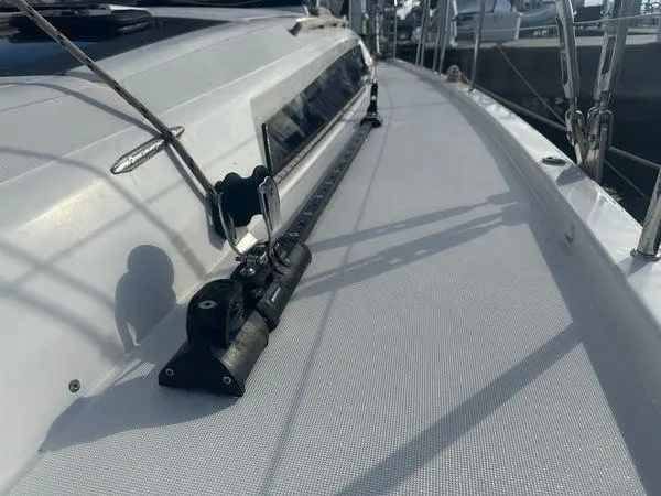 Epiphany Yacht Photos Pics Dufour 430 sailboat deck, 2022 model, featuring sleek design and modern fittings.