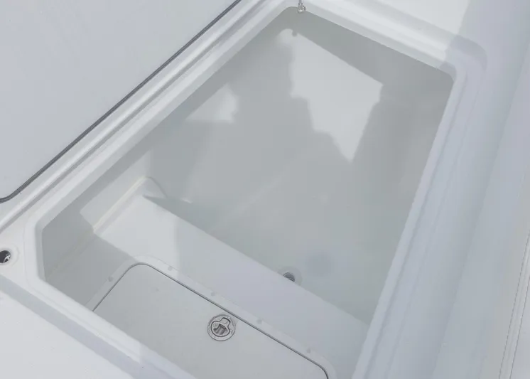  Yacht Photos Pics Open storage compartment on 2025 Invincible 43 Open Fisherman boat.